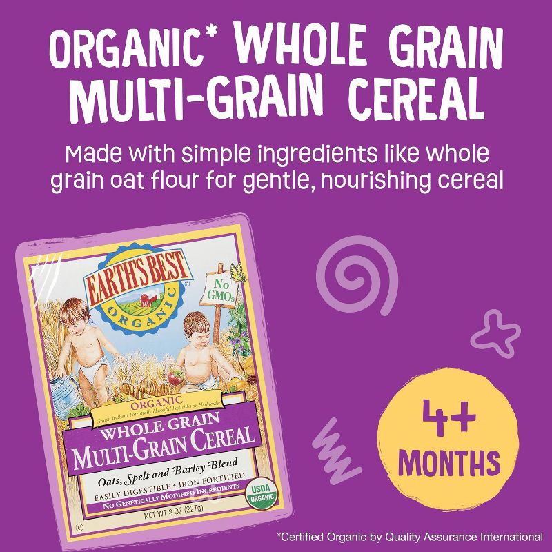 slide 3 of 11, Earth's Best Organic Multi-Grain Whole Grain Baby Cereal - 8oz, 8 oz