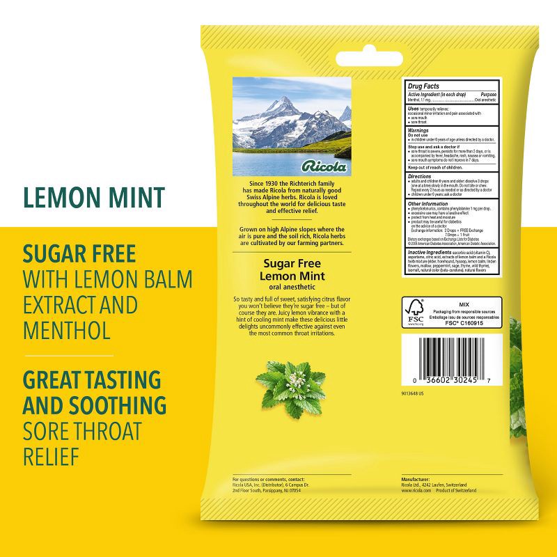 slide 3 of 13, Ricola Throat Drops - Sugar Free Lemon Mint - 45ct, 45 ct