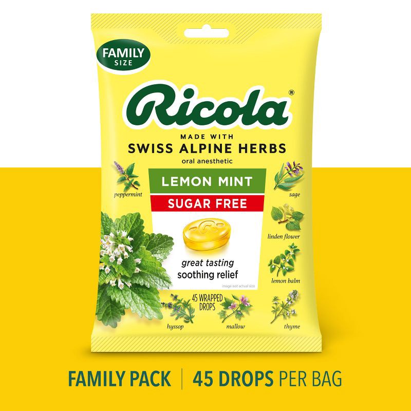 slide 13 of 13, Ricola Throat Drops - Sugar Free Lemon Mint - 45ct, 45 ct