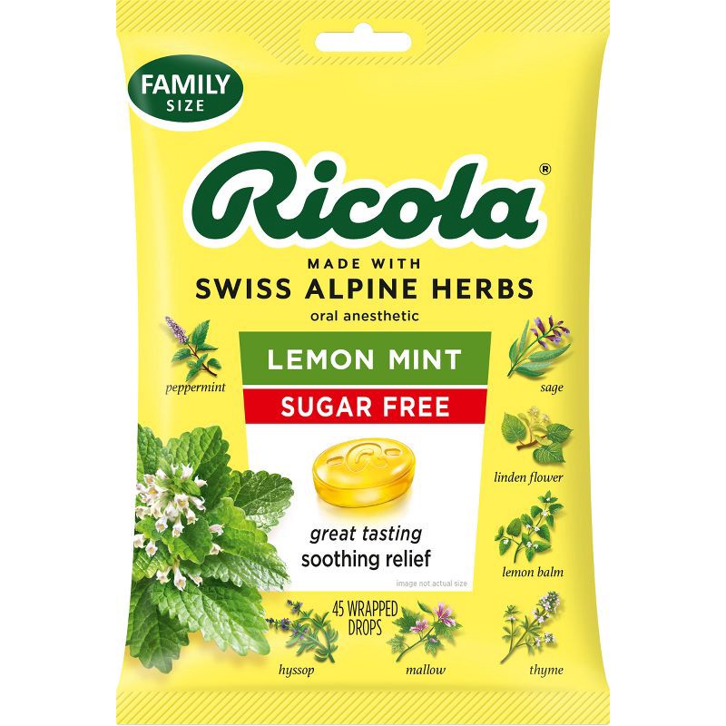 slide 1 of 13, Ricola Throat Drops - Sugar Free Lemon Mint - 45ct, 45 ct