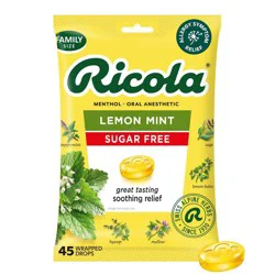Ricola Throat Drops - Sugar Free Lemon Mint - 45ct: Gluten-Free, 1.1mg Menthol Lozenge