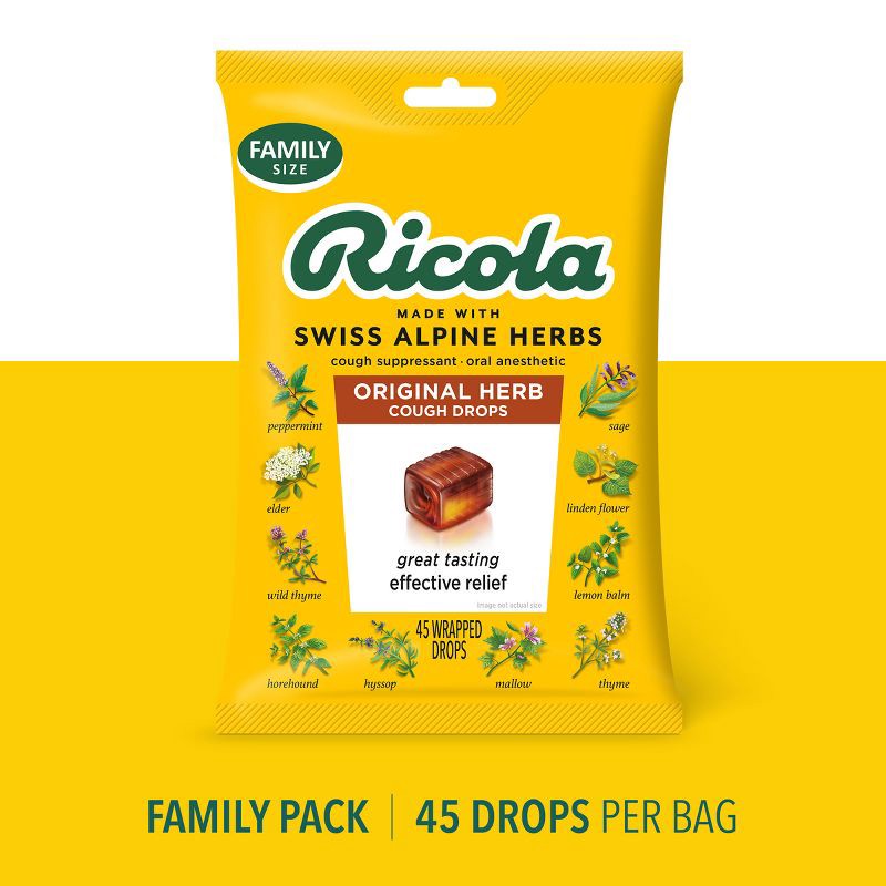 slide 10 of 10, Ricola Cough Drops - Original Herbs - 45ct, 45 ct