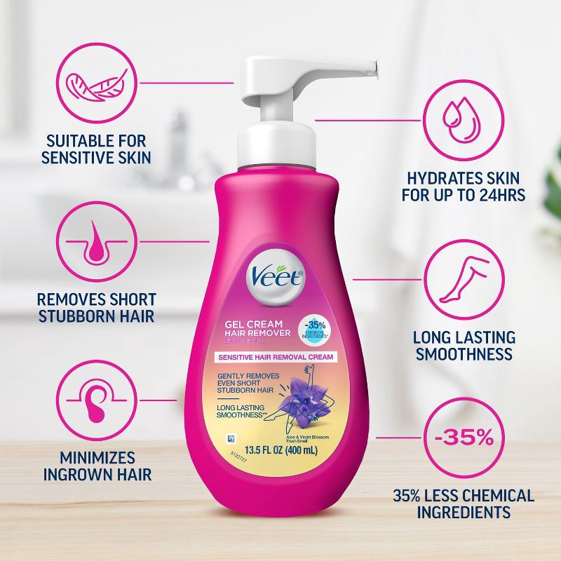 slide 3 of 9, Veet Aloe Vera Legs & Body Hair Remover Gel Cream - 13.5 fl oz, 13.5 fl oz