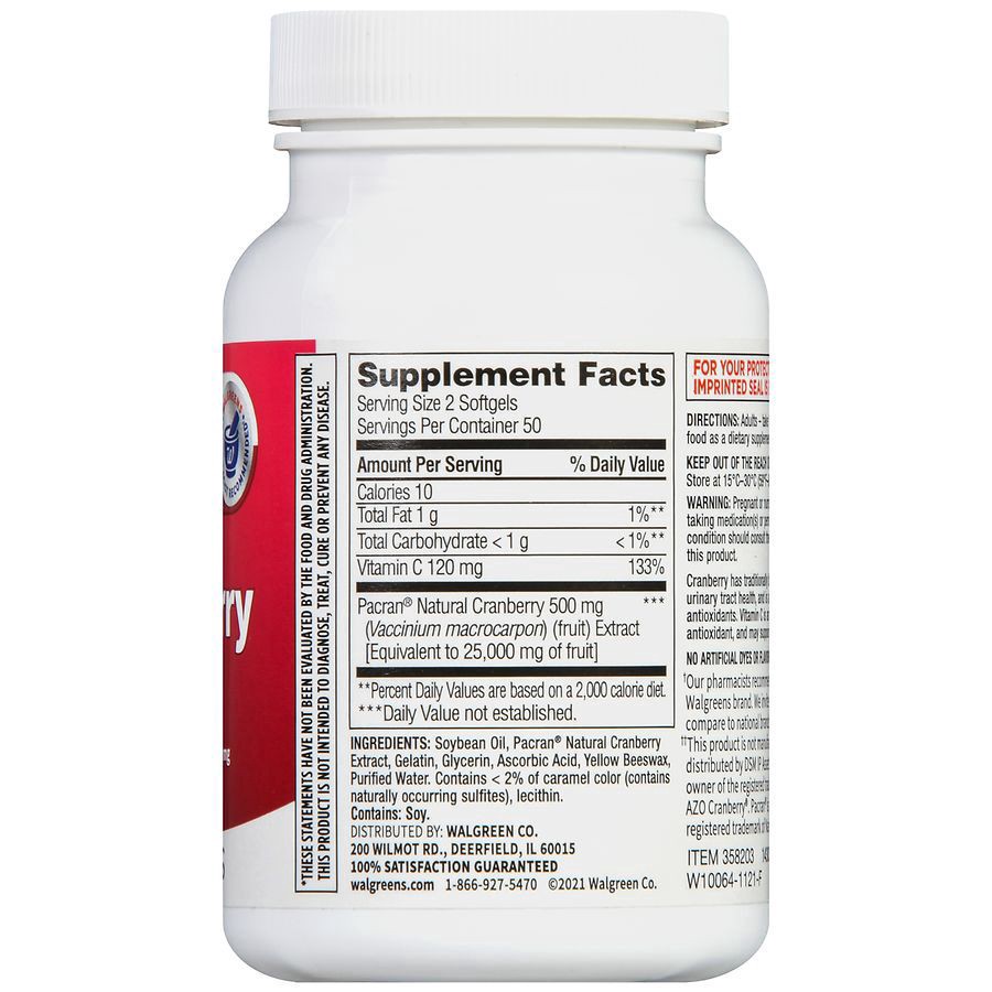 slide 4 of 5, Walgreens Ultra Strength Cranberry Supplement Softgels 500Mg, 100 ct