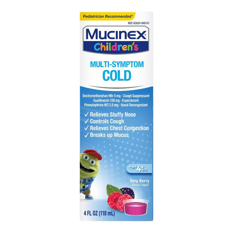 slide 12 of 12, Mucinex Children's Multi-Symptom Cold Medicine Liquid - Very Berry - 4 fl oz, 4 fl oz