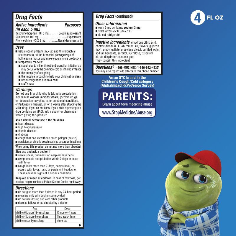 slide 9 of 12, Mucinex Children's Multi-Symptom Cold Medicine Liquid - Very Berry - 4 fl oz, 4 fl oz