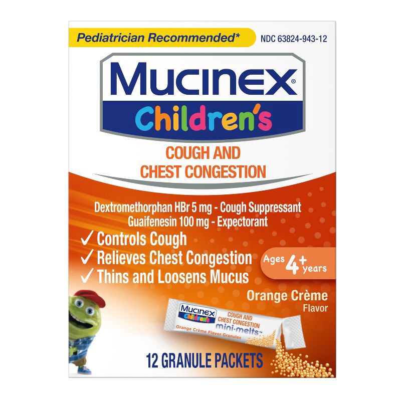 slide 1 of 11, Mucinex Children's Cough & Chest Congestion Medicine - Orange Creme Mini Melts - 12 ct, 12 ct