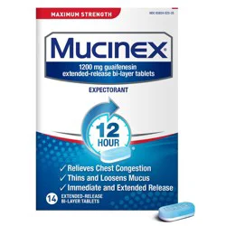 Mucinex Max Strength 12Hour Chest Congestion Medicine - Tablets - 14ct
