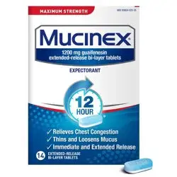 Mucinex Max Strength 12Hour Chest Congestion Medicine - Tablets - 14ct