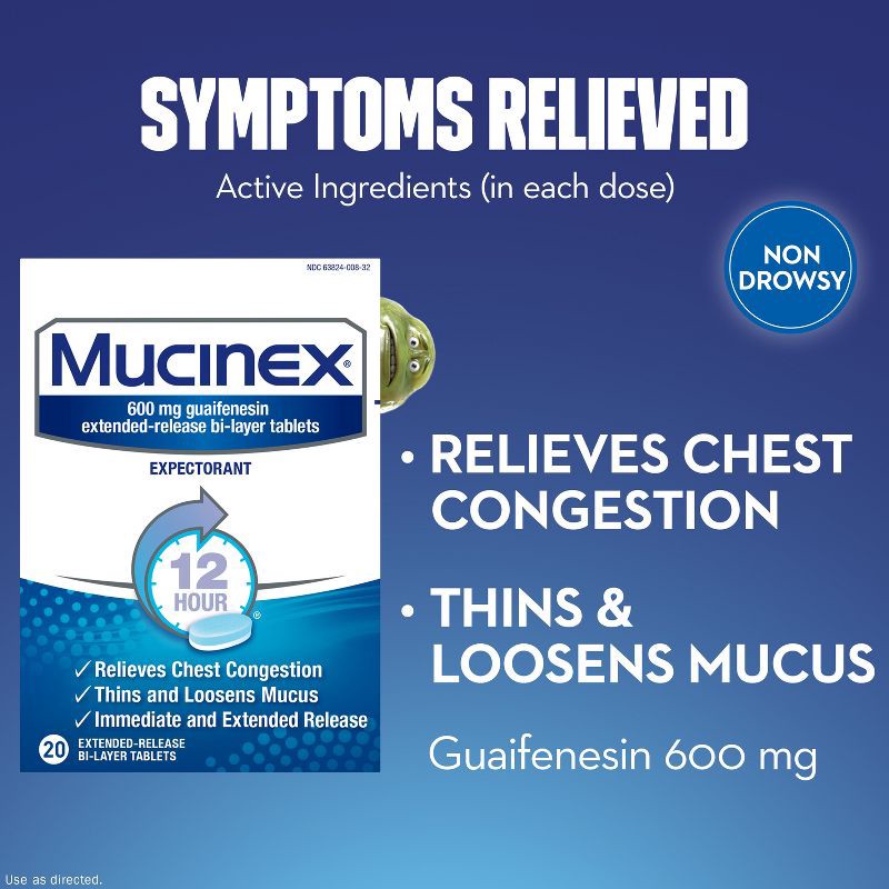 slide 4 of 11, Mucinex 12 Hour Chest Congestion Medicine - Tablets - 20ct, 20 ct