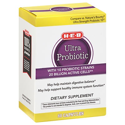 slide 1 of 1, H-E-B Ultra Probiotic Capsules, 60 ct