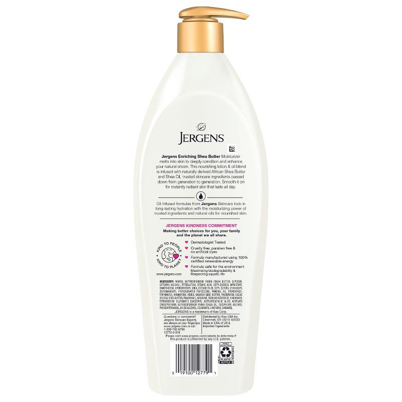 slide 2 of 8, Jergens Enriching Shea Butter Hand and Body Lotion For Dry Skin, Dermatologist Tested - 26.5 fl oz, 26.5 fl oz