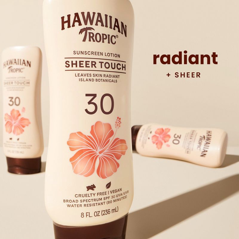 slide 3 of 8, Hawaiian Tropic Sheer Touch Ultra Radiance Lotion Sunscreen - SPF 30 - 8oz, 30 x 8 oz