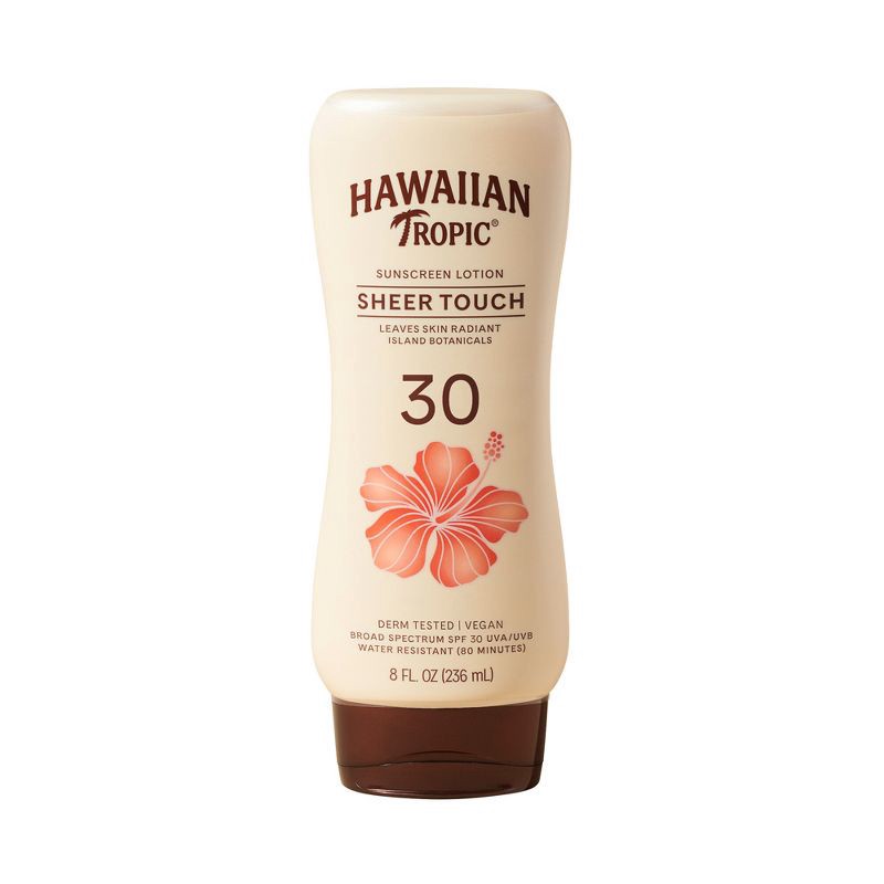 slide 1 of 12, Hawaiian Tropic Sheer Touch Ultra Radiance Lotion Sunscreen - SPF 30 - 8oz: Sulfate-Free, Coconut Scented, Whole Body Application, 30 x 8 oz