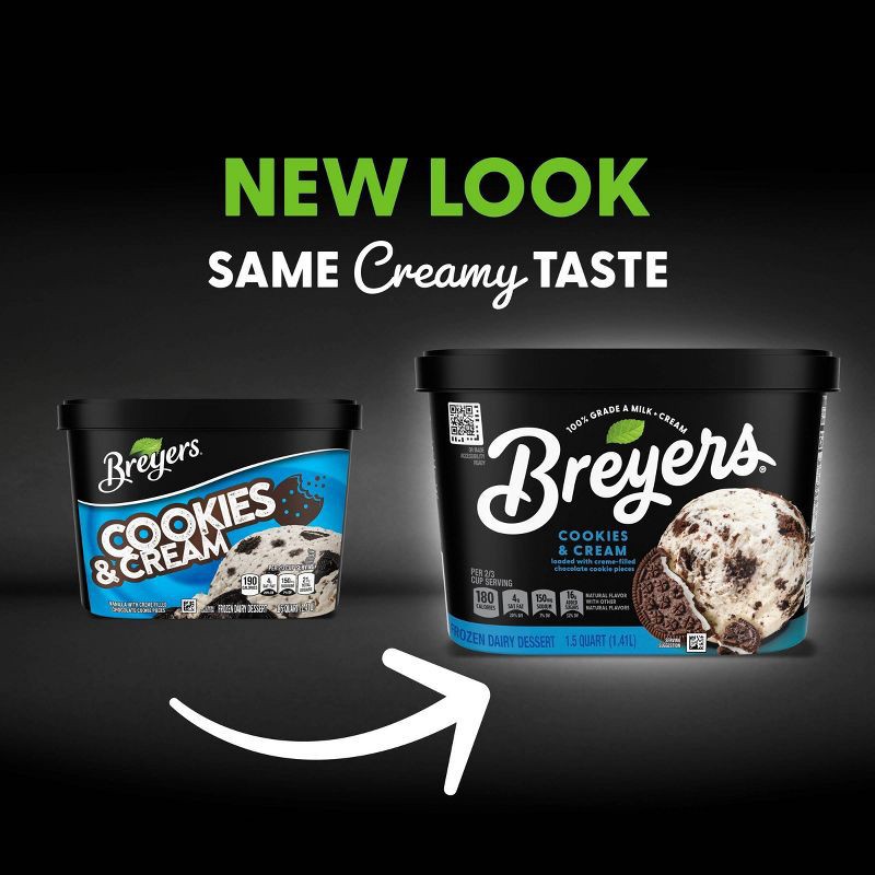 slide 2 of 6, Breyers Ice Cream Breyers Cookies & Cream Frozen Dairy Dessert With Chocolate Cookies - 48oz, 48 oz
