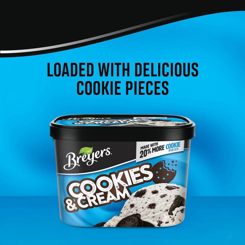 slide 3 of 6, Breyers Ice Cream Breyers Cookies & Cream Frozen Dairy Dessert With Chocolate Cookies - 48oz, 48 oz