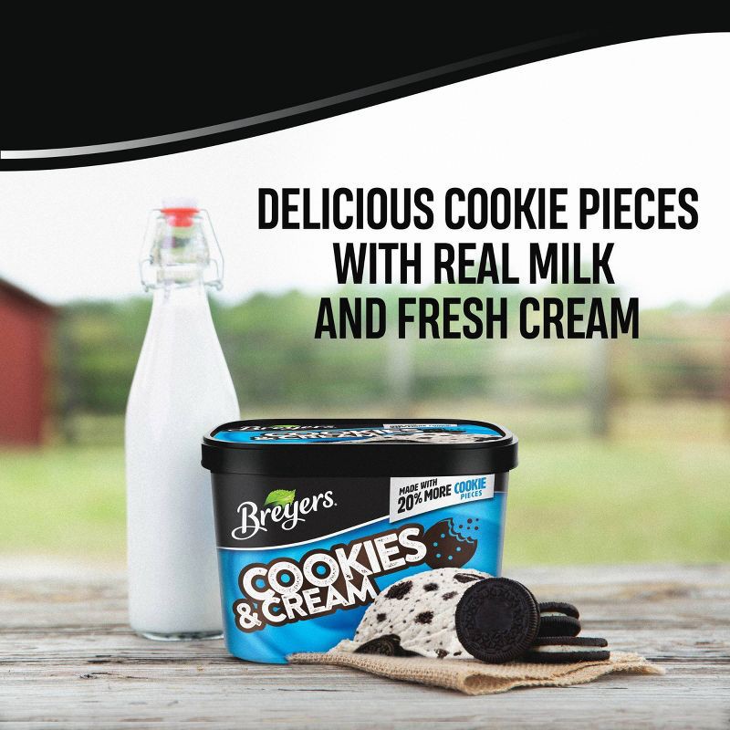 slide 4 of 6, Breyers Ice Cream Breyers Cookies & Cream Frozen Dairy Dessert With Chocolate Cookies - 48oz, 48 oz