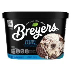 Breyers Ice Cream Breyers Cookies & Cream Frozen Dairy Dessert With Chocolate Cookies - 48oz