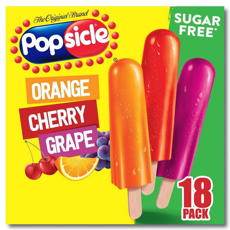 slide 1 of 10, Popsicle Orange Cherry Grape Sugar Free Variety Ice Pops - 18pk, 18 ct