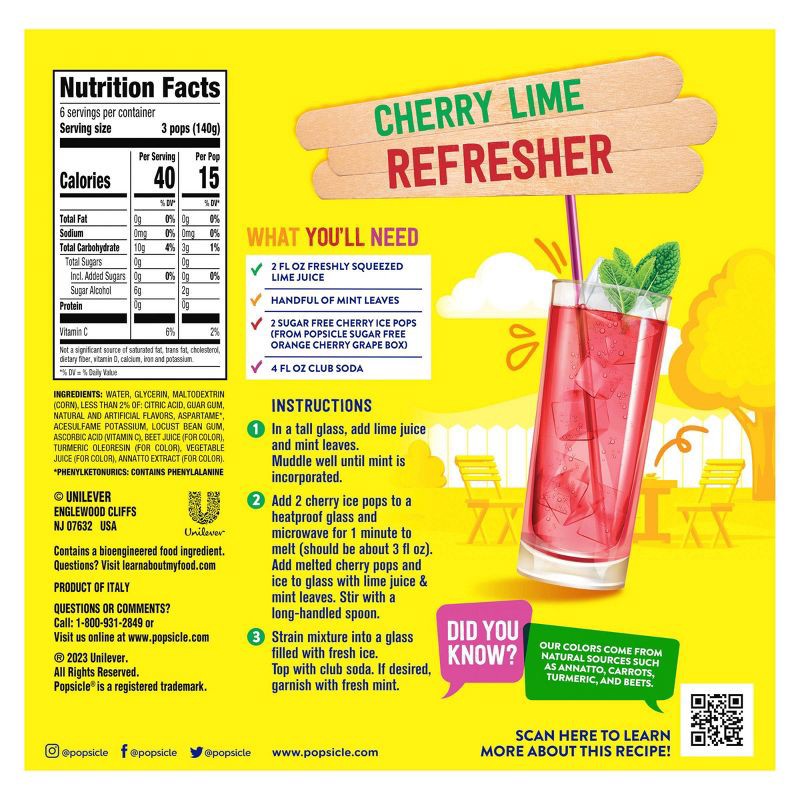 slide 3 of 10, Popsicle Orange Cherry Grape Sugar Free Variety Ice Pops - 18pk/29.7 fl oz, 18 ct, 29.7 fl oz