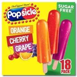 Popsicle Orange Cherry Grape Sugar Free Variety Ice Pops - 18pk/29.7 fl oz