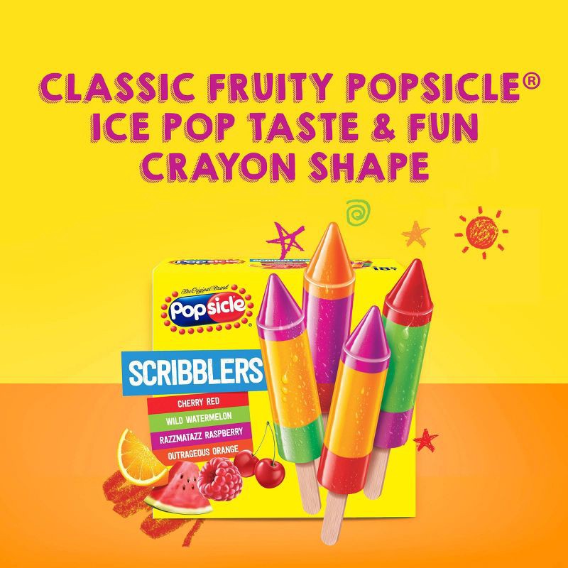 slide 5 of 14, Popsicle Cherry Watermelon Raspberry Orange Scribblers Ice Pops - 18ct/21.6 fl oz, 18 ct, 21.6 fl oz