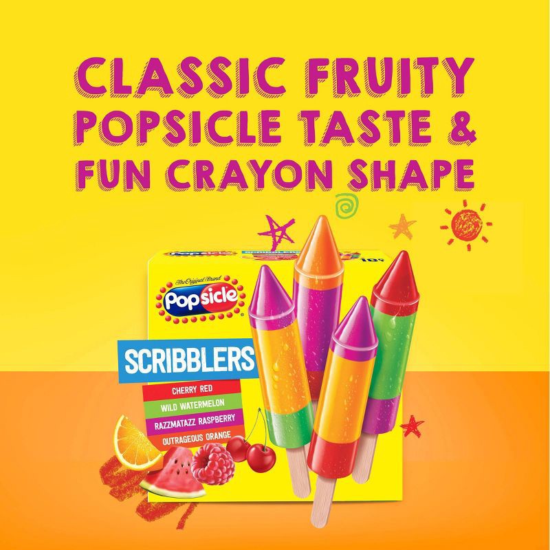 slide 5 of 14, Popsicle Cherry Watermelon Raspberry Orange Scribblers Ice Pops - 18ct, 18 ct