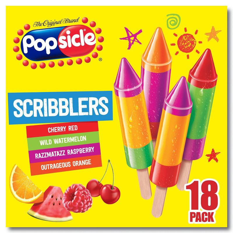 slide 1 of 14, Popsicle Cherry Watermelon Raspberry Orange Scribblers Ice Pops - 18ct, 18 ct