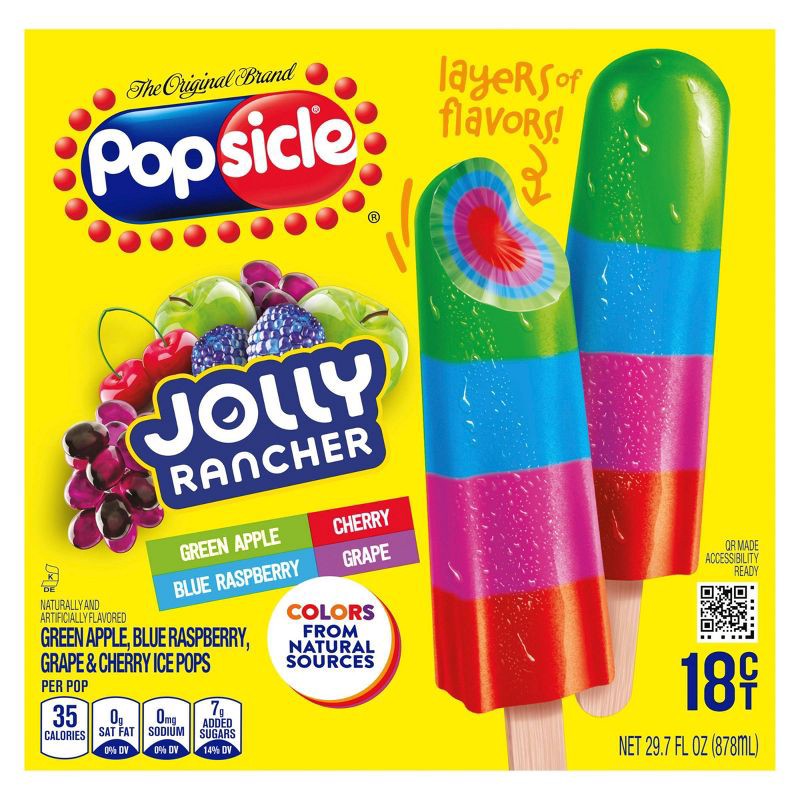 slide 2 of 8, Popsicle Jolly Rancher Ice Pops - 18pk, 18 ct