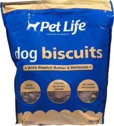 Pet Life Dog Biscuits with Peanut Butter & Molasses Treats for Dogs 4 lb Pouch
