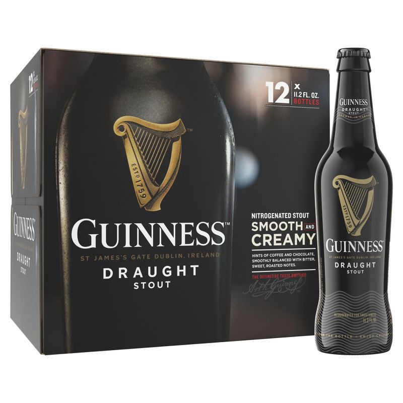 slide 8 of 9, Guinness Draught Beer- 12pk/11.2 fl oz Bottles, 12 ct, 11.2 fl oz