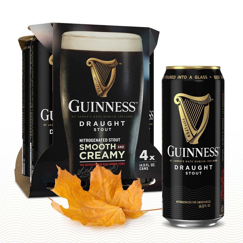 slide 2 of 14, Guinness Draught Beer - 4pk/14.9 fl oz Cans, 4 ct, 14.9 fl oz