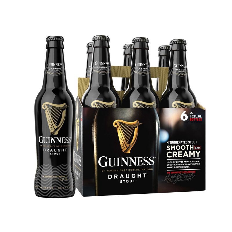 slide 1 of 9, Guinness Draught Beer - 6pk/11.2 fl oz Bottles, 6 ct; 11.2 fl oz