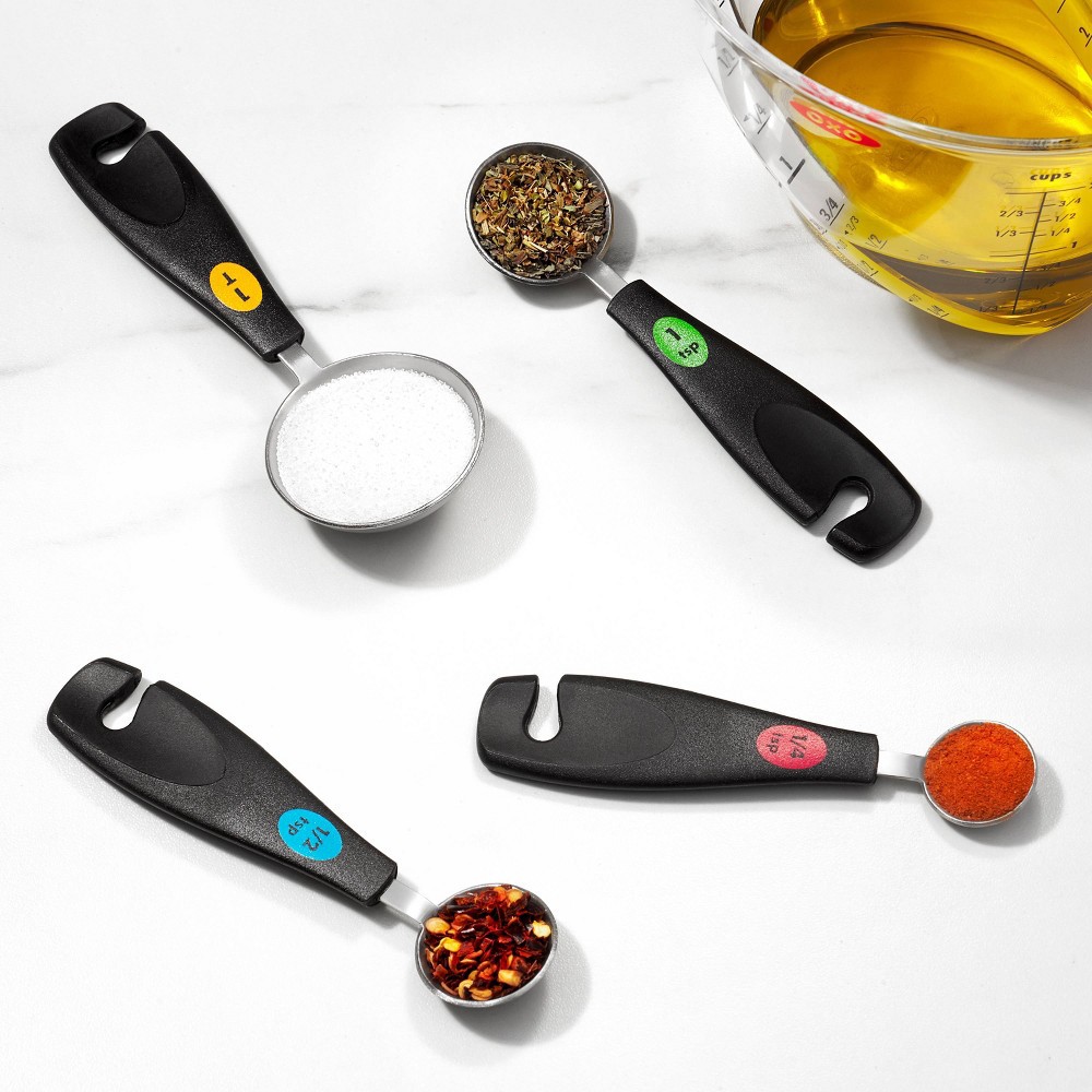 slide 4 of 5, OXO Stainless Steel Measuring Spoons, 1 ct