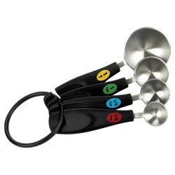 OXO Stainless Steel Measuring Spoons: 5-Piece Set, Dishwasher-Safe, Includes Teaspoon & Tablespoon, Black