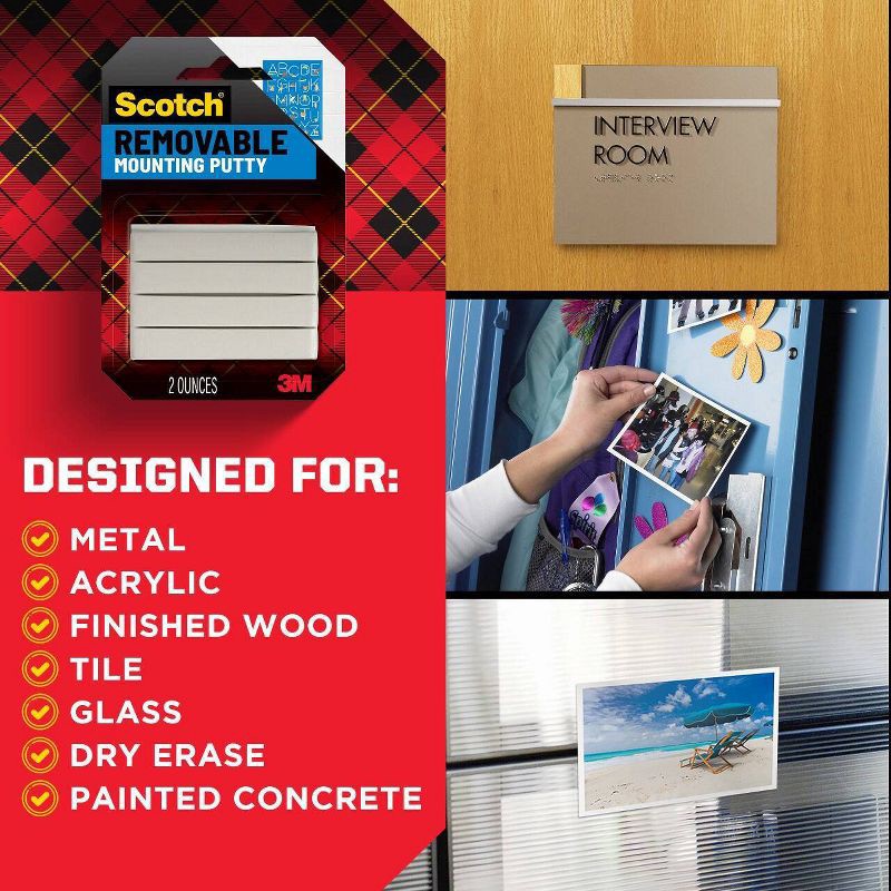 slide 3 of 9, Scotch 2oz Removable Mounting Putty, 2 oz