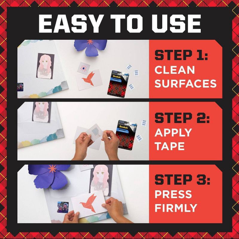 slide 7 of 12, Scotch 35ct Removable Clear Mounting Squares: Adhesive Strips for Art & Office, Plastic, No Choking Hazard, 35 ct