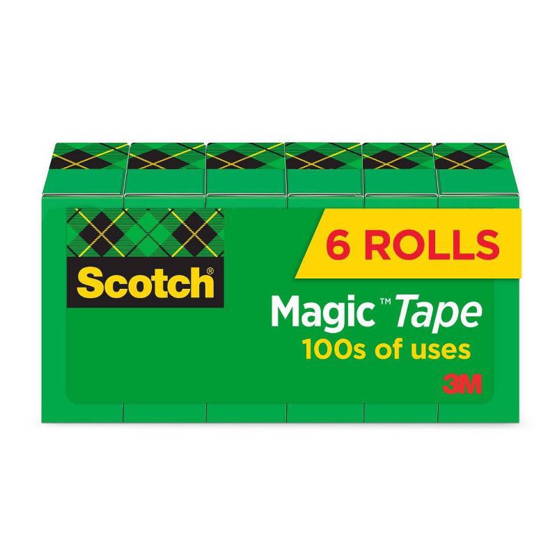 slide 2 of 12, Scotch 6pk Magic Tape 3/4"x800": Clear Tape Refills for Dispenser, Adhesive, 0.75" Width, 800" Length, 6 ct