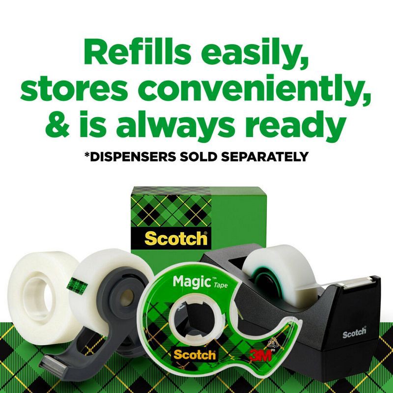 slide 7 of 12, Scotch 6pk Magic Tape 3/4"x800": Clear Tape Refills for Dispenser, Adhesive, 0.75" Width, 800" Length, 6 ct