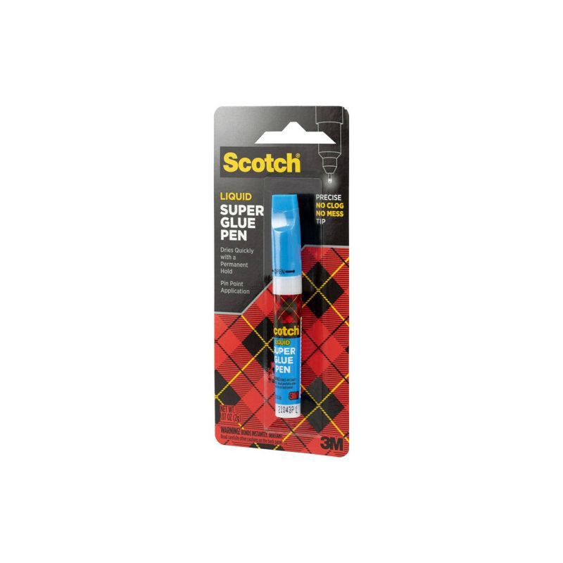 slide 2 of 7, Scotch Super Glue Pen .07oz: Fast Drying Clear Adhesive for Art & Office, 0.07 oz