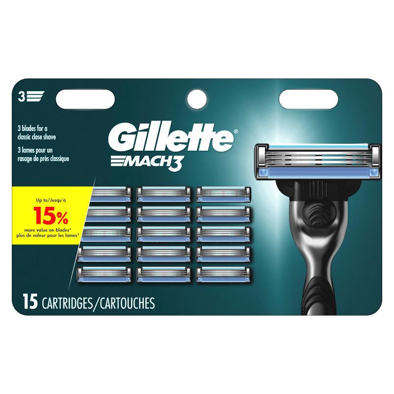 slide 2 of 9, Gillette Mach3 Men's Razor Blade Refills - 15ct, 15 ct