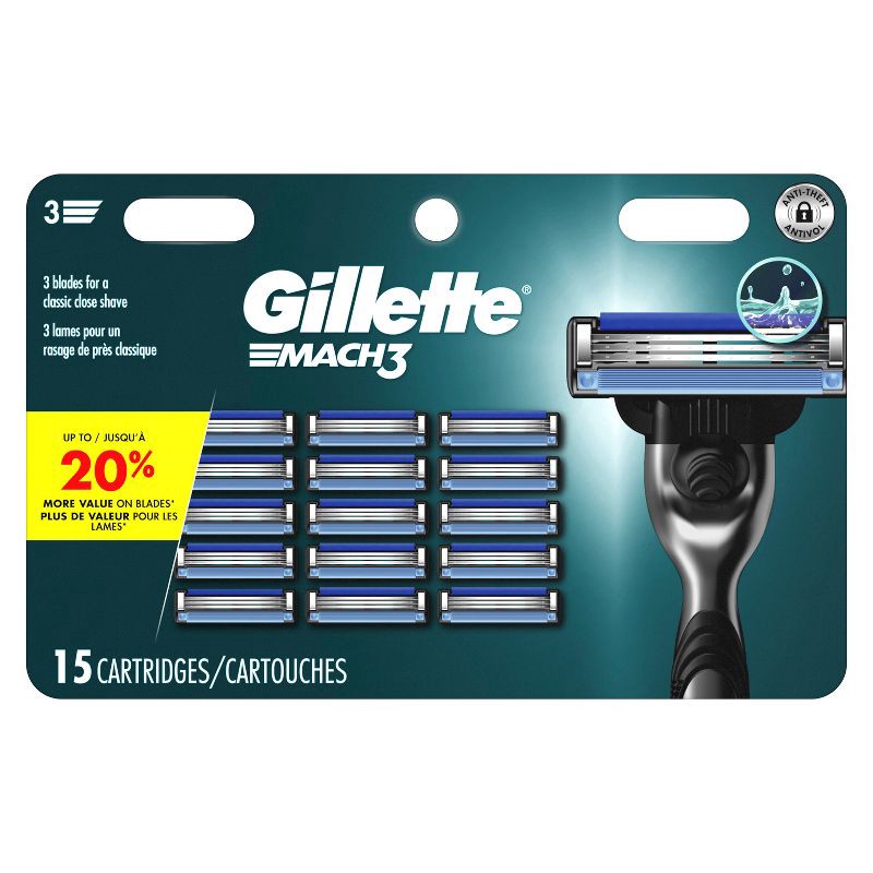 slide 2 of 3, Gillette Mach3 Men's Razor Blade Refills - 15ct, 15 ct