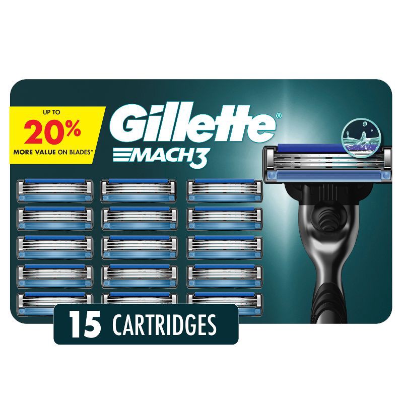 slide 1 of 8, Gillette Mach3 Men's Razor Blade Refills - 15ct, 15 ct