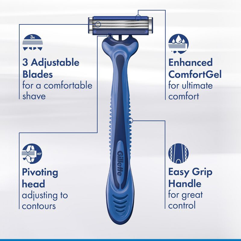 slide 3 of 8, Gillette Sensor3 Comfort Men's Disposable Razors - 4ct, 4 ct