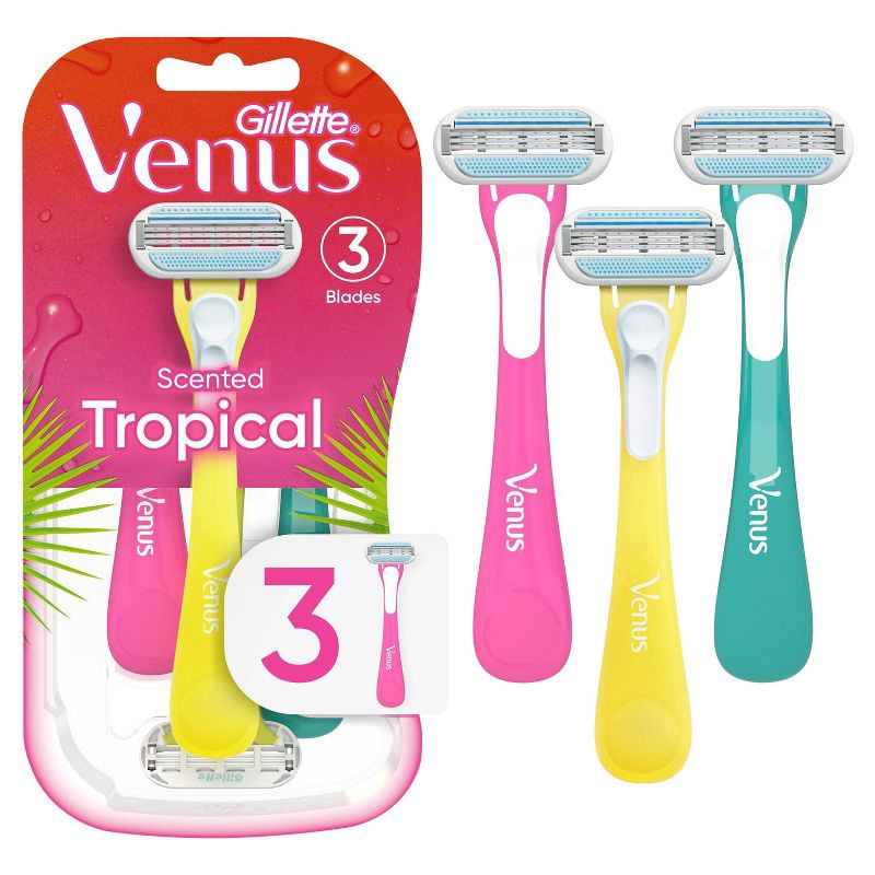 slide 1 of 8, Venus Tropical Women's Disposable Razors - 3ct, 3 ct