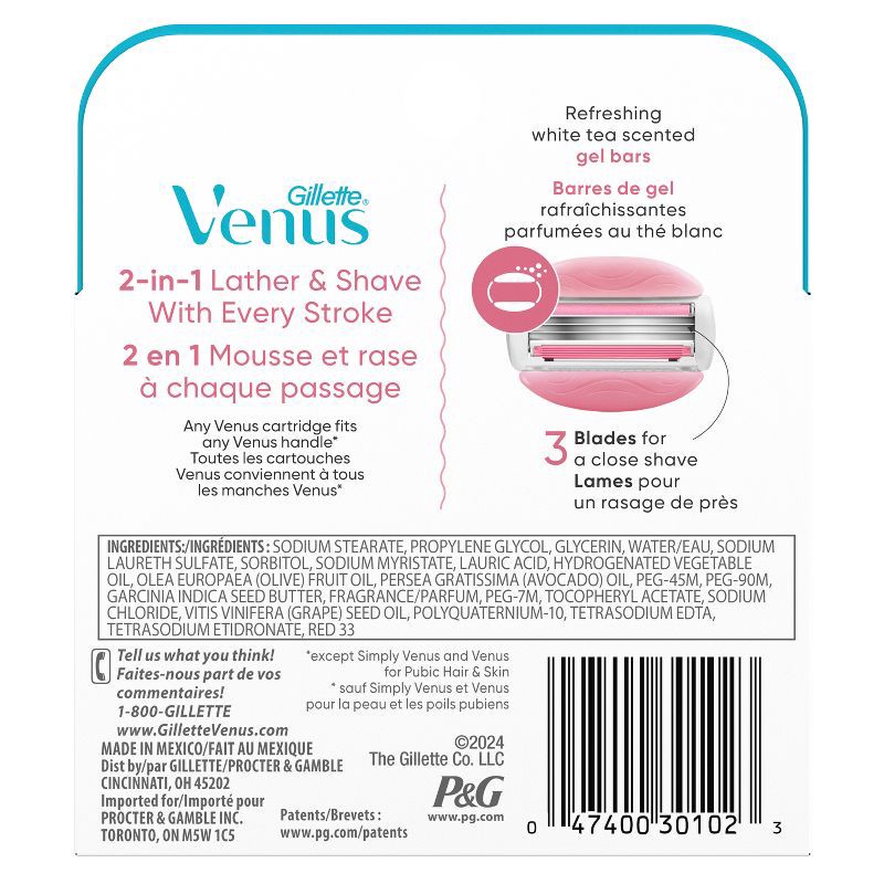 slide 10 of 10, Venus Comfortglide White Tea Women's Razor Blade Refills - 4ct, 4 ct