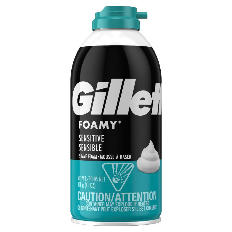 slide 2 of 10, Gillette Foamy Men's Sensitive Shave Foam - 11oz, 11 oz