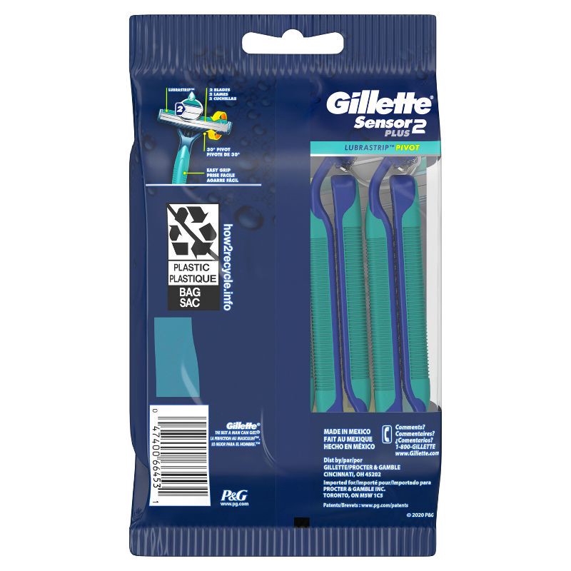 slide 9 of 9, Gillette Sensor2 Plus Pivoting Head Men's Disposable Razors - 10ct, 10 ct
