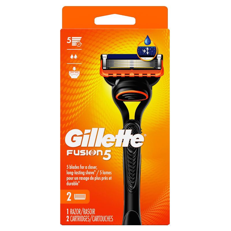 slide 2 of 9, Gillette Fusion5 Men's Razor + 2 Razor Blade Refills, 1 ct