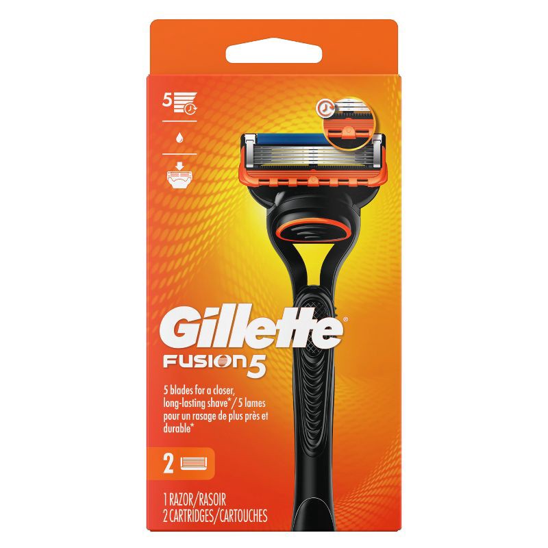 slide 8 of 14, Gillette Fusion5 Men's Razor + 2 Razor Blade Refills, 1 ct